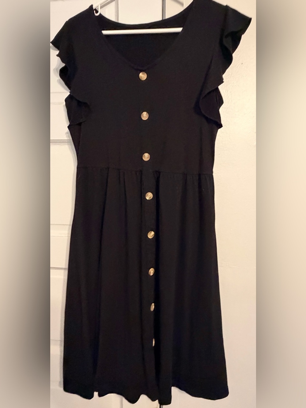 Black Ruffle Sleeve Midi Dress
